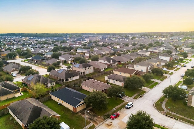 view of aerial view at dusk