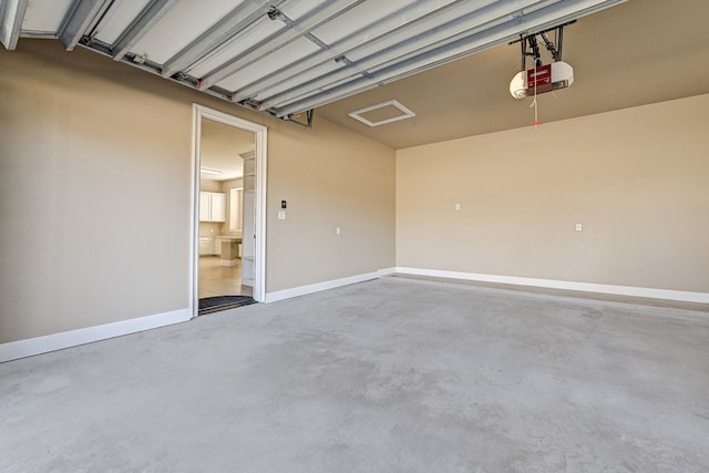 garage with a garage door opener