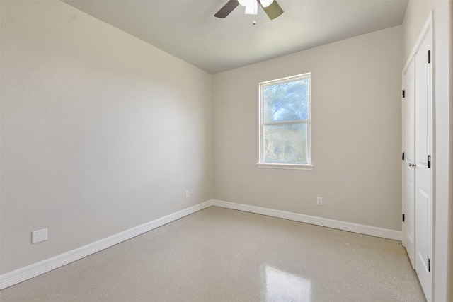 unfurnished bedroom with ceiling fan