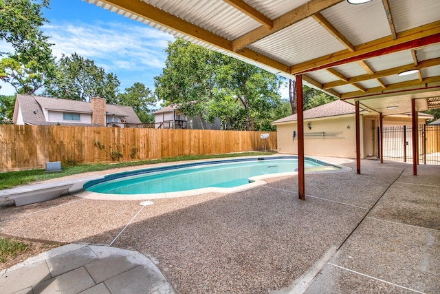 view of swimming pool with a patio