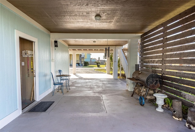 view of patio with a grill