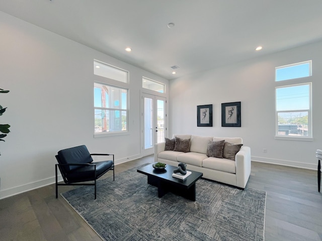 living room featuring french doors