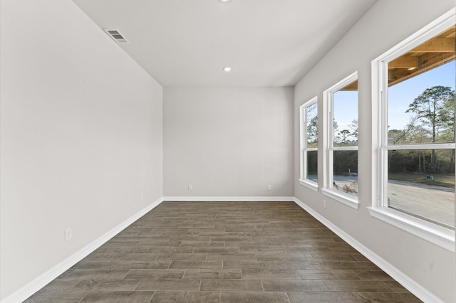 empty room featuring dark wood-type flooring