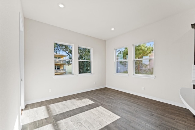 empty room featuring dark hardwood / wood-style flooring