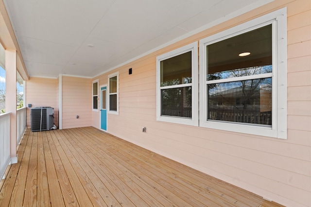 wooden terrace featuring central AC