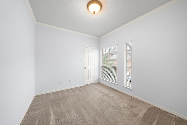 carpeted empty room featuring ornamental molding