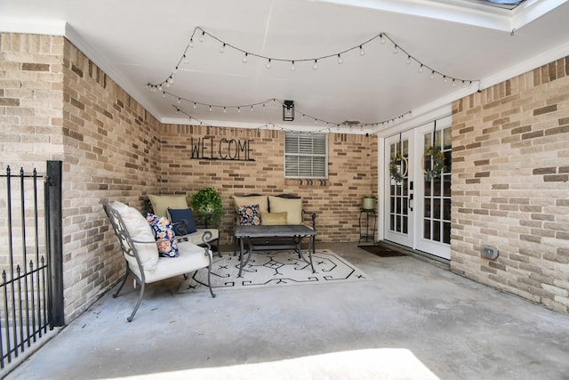 view of patio featuring french doors