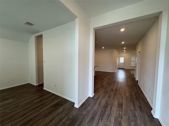 hall featuring dark hardwood / wood-style flooring