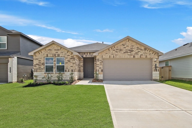40738 Rosemary Rain Ln, Magnolia, TX 77354 - view of front of home with a front yard, a garage, driveway, and brick siding