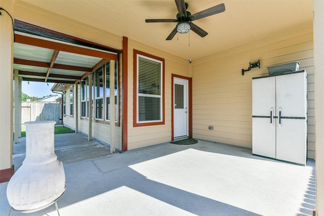 view of patio / terrace with ceiling fan