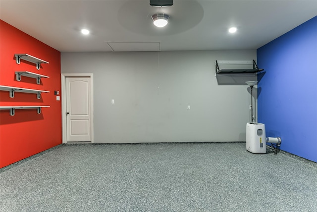 garage with ceiling fan