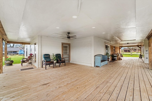 deck featuring ceiling fan