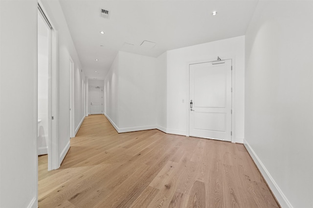 hall featuring light wood-type flooring