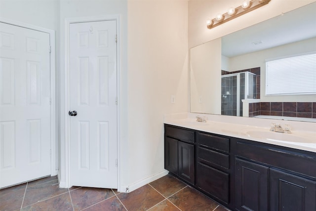 bathroom featuring vanity and separate shower and tub