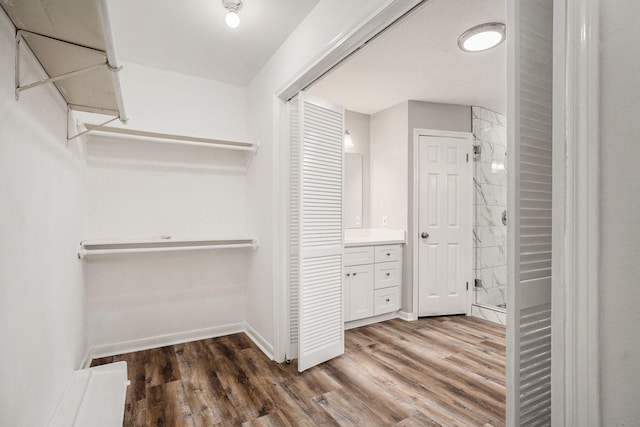 spacious closet with wood finished floors