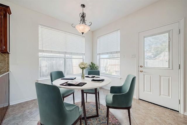 view of tiled dining room