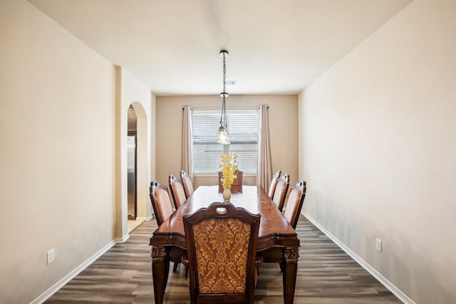 dining room with dark wood-type flooring