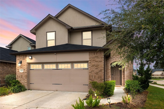 view of front property with a garage