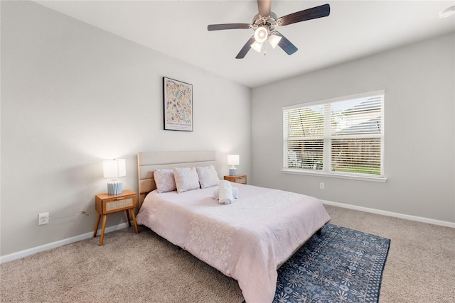 bedroom featuring carpet and ceiling fan