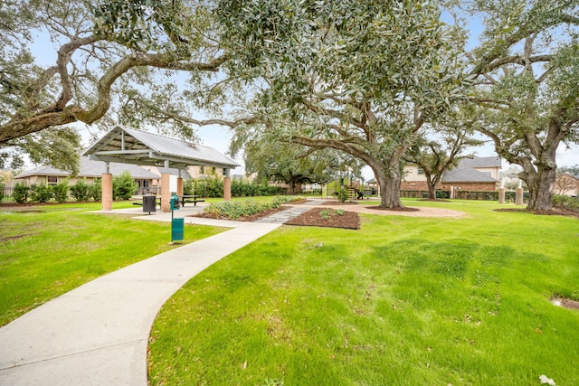 view of home's community with a yard