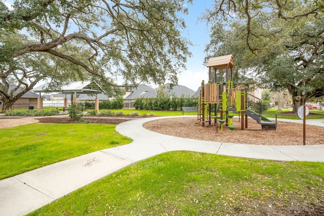 view of playground with a yard