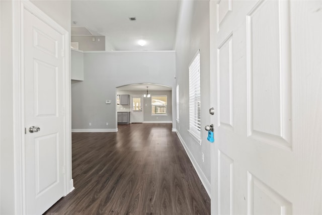 foyer featuring dark wood-type flooring