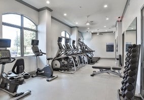 gym with recessed lighting