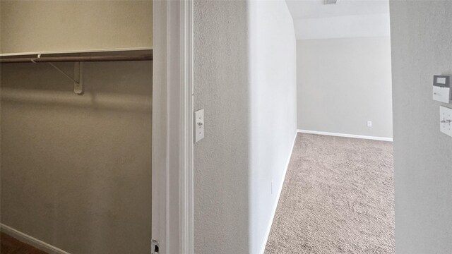 bathroom with lofted ceiling