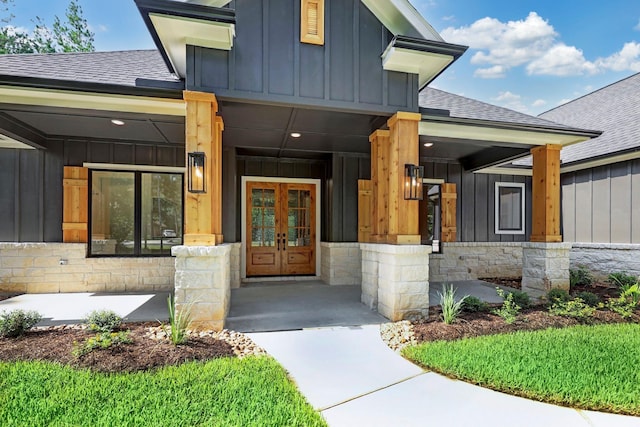 property entrance with french doors