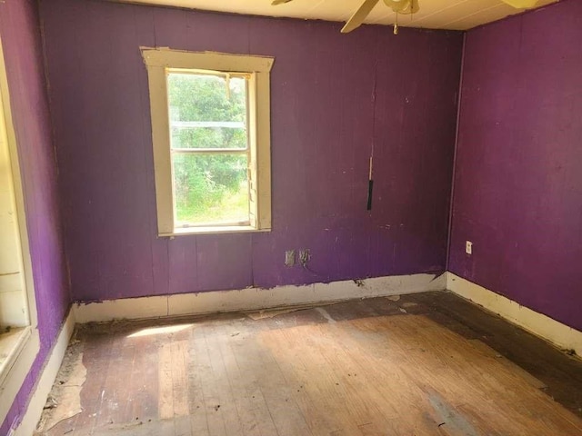 unfurnished room featuring light hardwood / wood-style flooring and ceiling fan