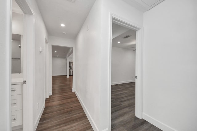 hall featuring dark hardwood / wood-style flooring