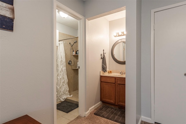 bathroom featuring vanity and walk in shower