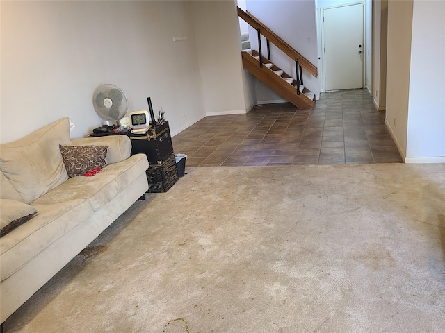 view of tiled living room