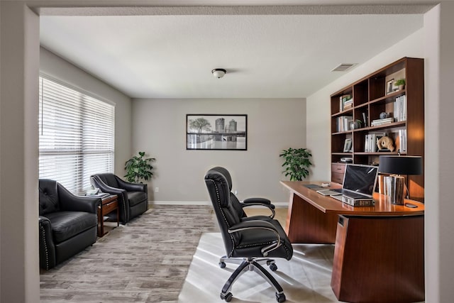 office featuring light hardwood / wood-style flooring