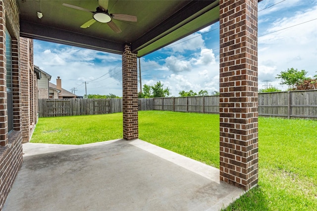 view of patio with ceiling fan