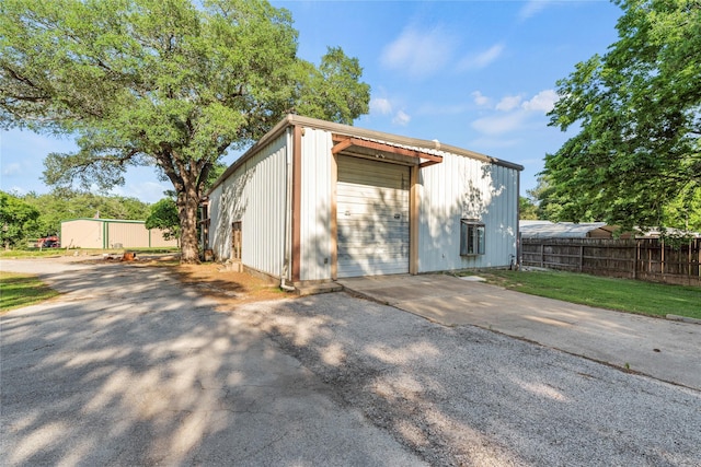 exterior space with a garage