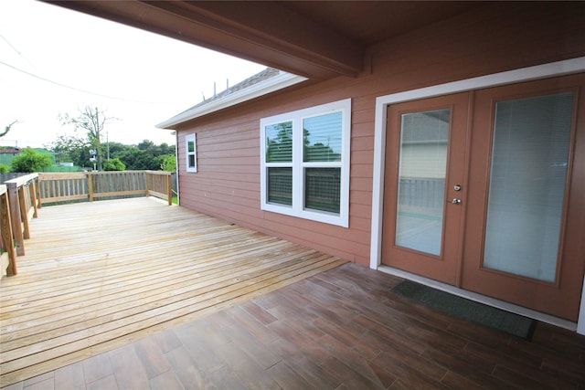 wooden terrace with french doors