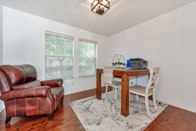 office featuring dark wood-type flooring