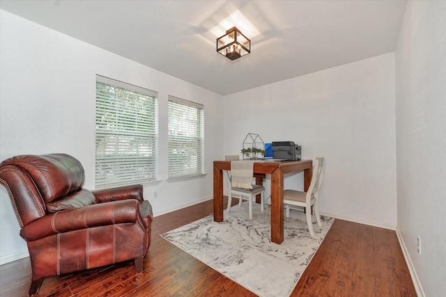 office area featuring dark hardwood / wood-style floors