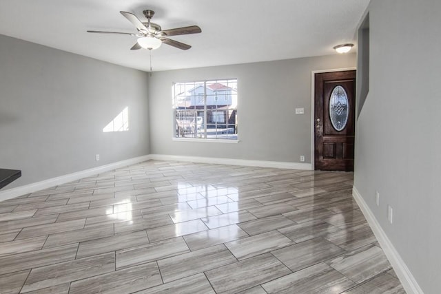 entryway with ceiling fan