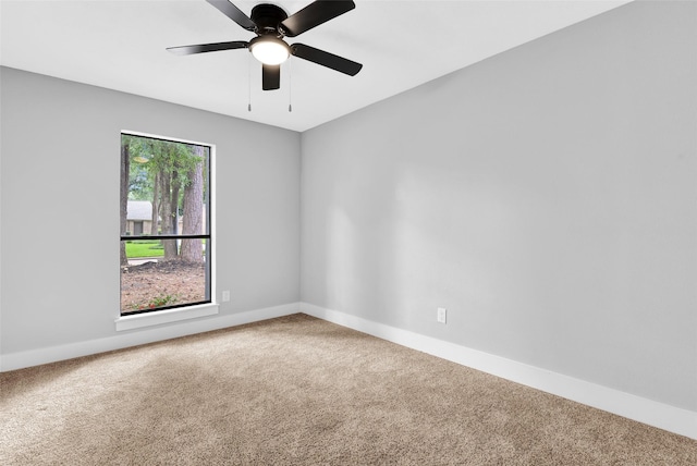 unfurnished room featuring carpet and ceiling fan