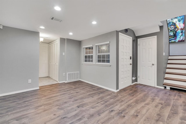 spare room with light wood-type flooring