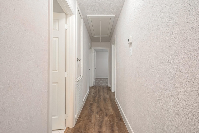 corridor featuring dark hardwood / wood-style floors