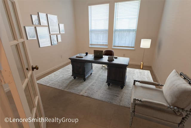 office area featuring tile patterned floors