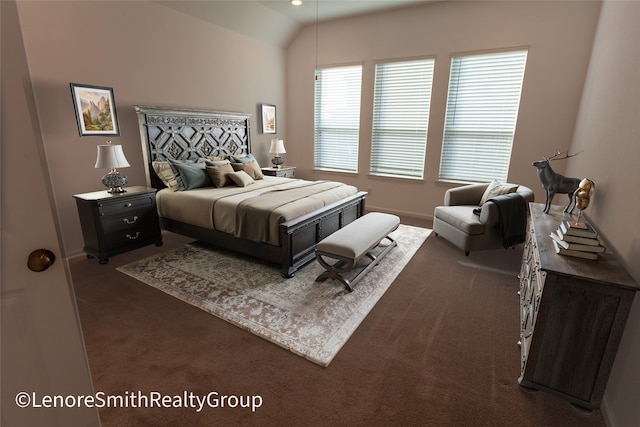 bedroom featuring lofted ceiling