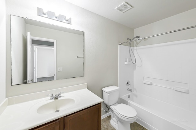 full bathroom featuring vanity, toilet, and bathing tub / shower combination