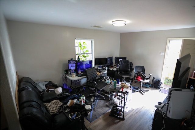 office area featuring wood-type flooring