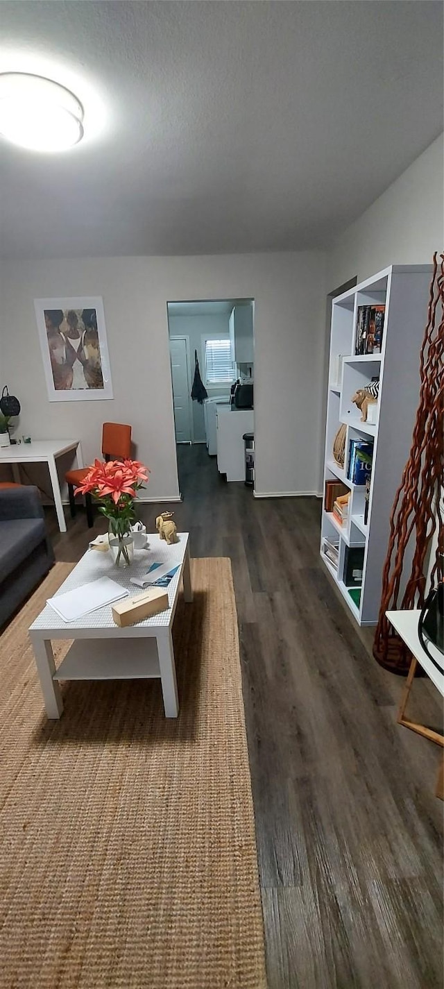 living room featuring dark hardwood / wood-style floors