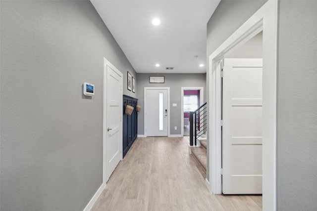 entryway with light wood-type flooring