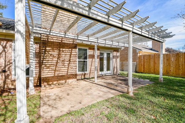 view of patio featuring a pergola